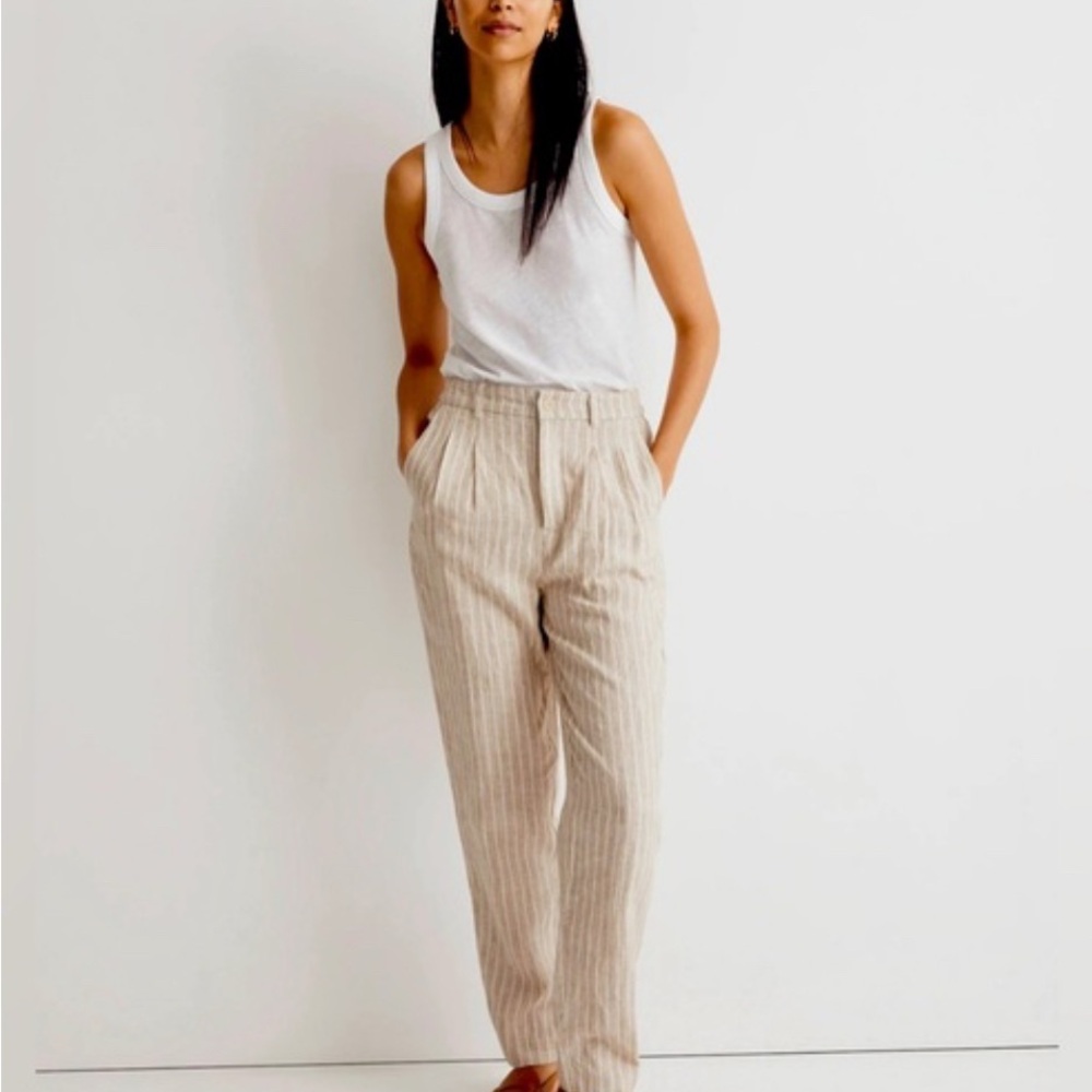 Madewell Beige Striped Women's Trousers